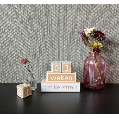 Houten aftelblokjes kerst / oud en nieuw