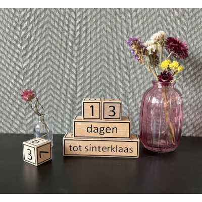 Houten aftelblokjes Sinterklaas