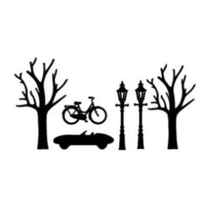 Raamsticker XL - Bomen - lantaarns - auto - fiets