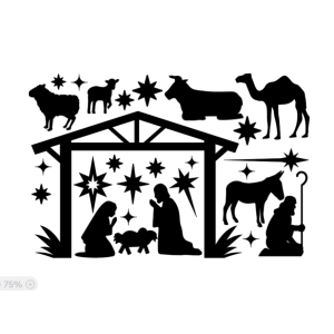 Raamsticker - Kerststal 1 Raamsticker - Kerststal 1